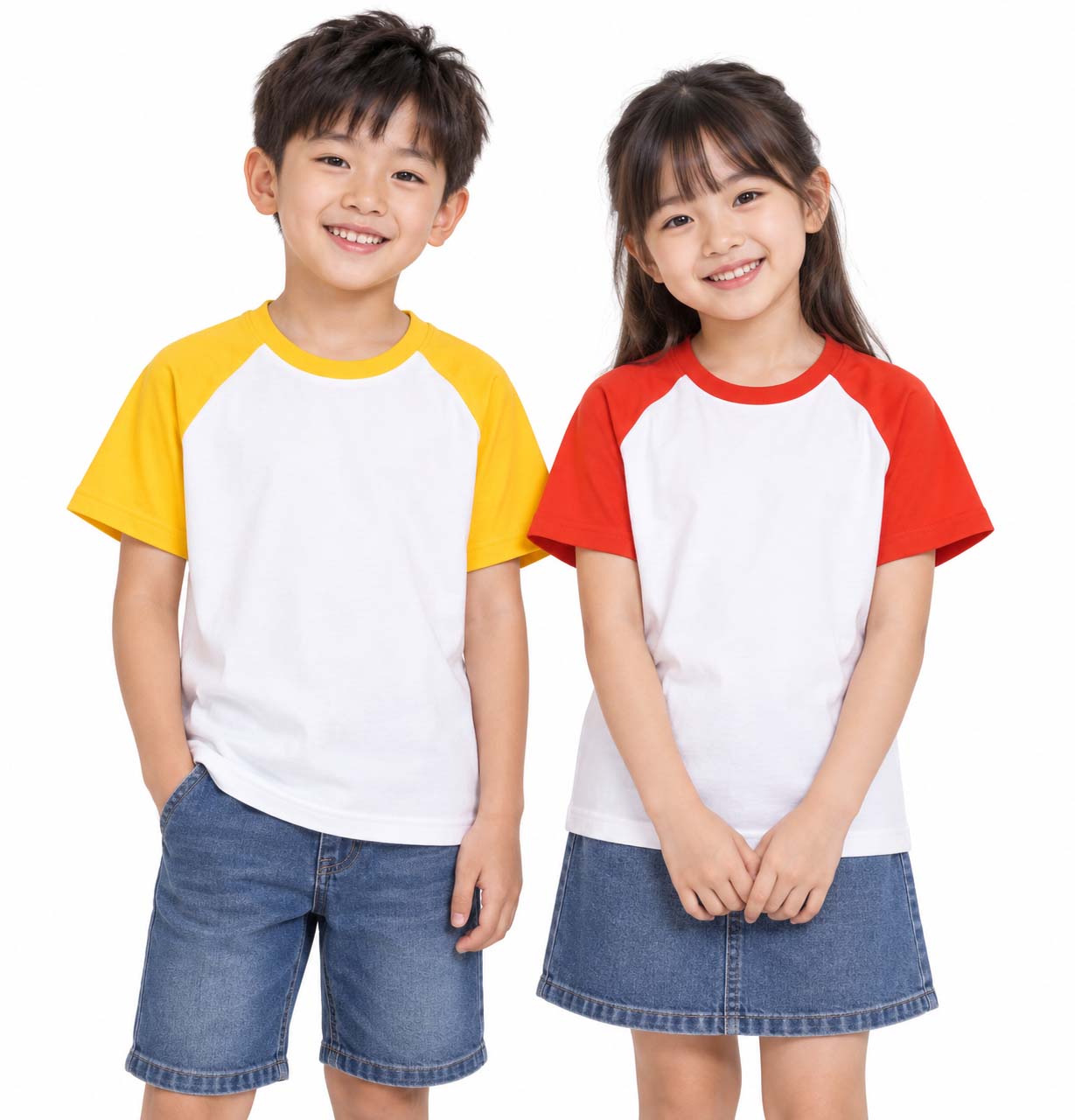 幼兒拚色純棉圓領班服T恤
