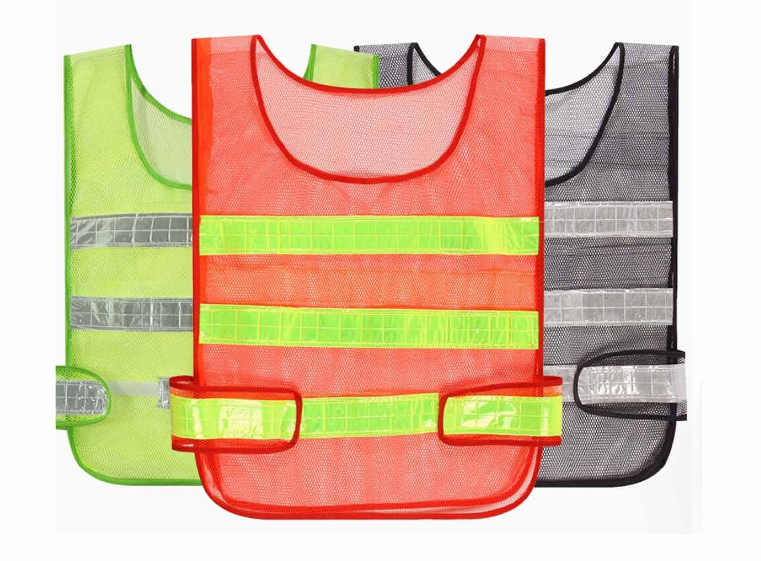 魚鱗網布反光條透氣太空背心